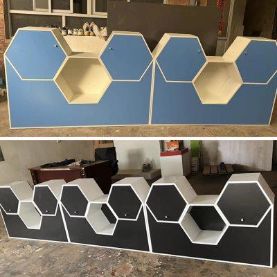 定制烤漆展示台图书馆橱窗蜂窝格子柜展架六边形学校创意组合书柜