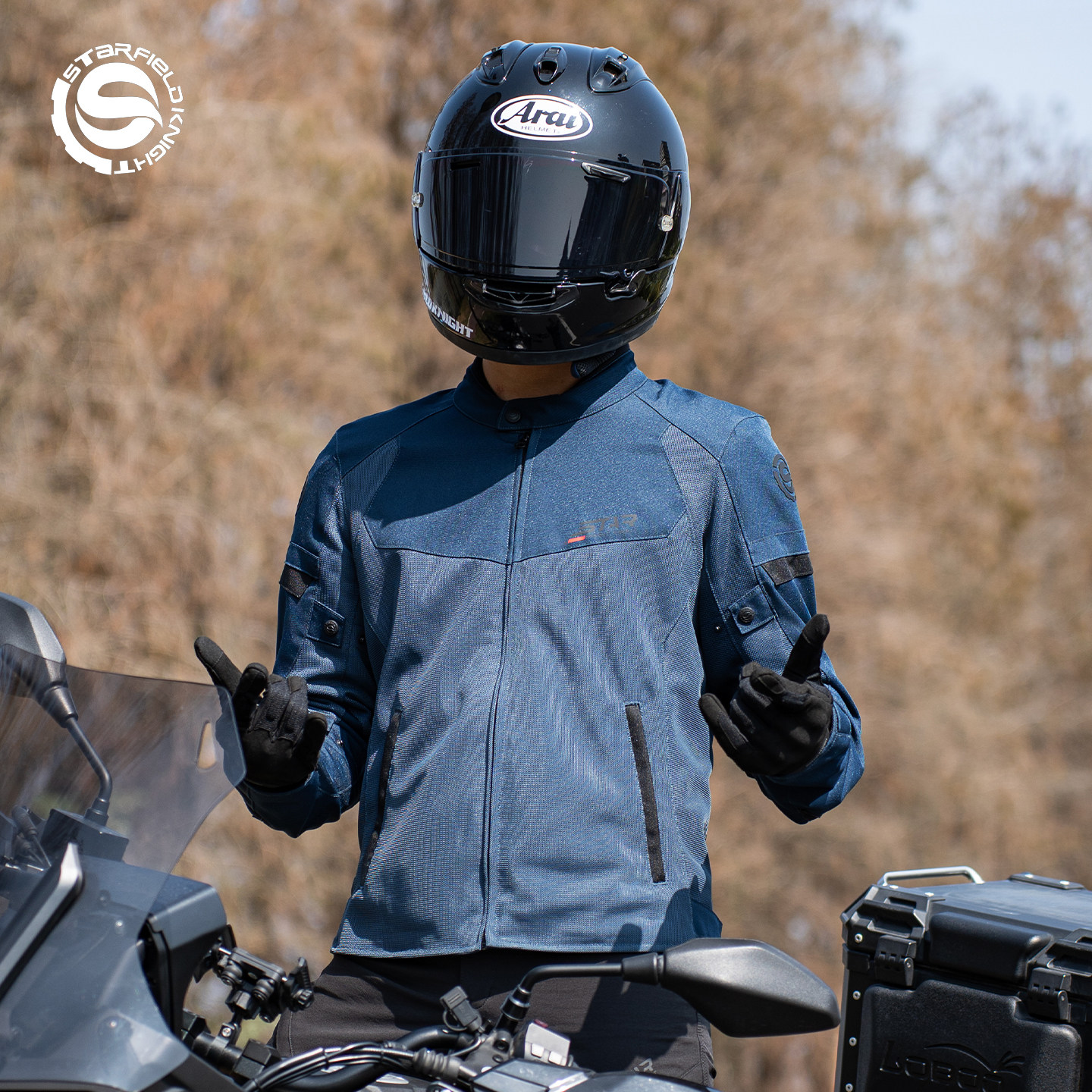 星空骑士摩托车骑行服男夏季网眼透气摩旅机车时尚复古夹克SKJ840