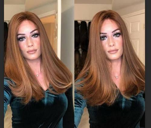 假发 欧美女士流行耐热中分长直发尾卷假发头套wig新款欧美假发