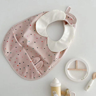 Julymoly韩系围嘴防水口水巾婴儿饭兜娃娃领吃饭防脏儿童围兜