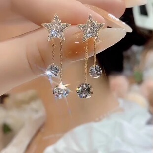 2025年新款 网红耳坠 潮轻奢高级感星星流苏耳环女925银针气质个性