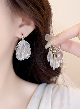 爆款耳环镂空银杏叶耳扣个性时尚夸张小众设计耳坠高级感耳饰