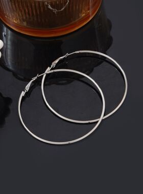 S925银针欧美夸张简约耳圈女轻奢小众高级感气质素圈独特耳环耳饰