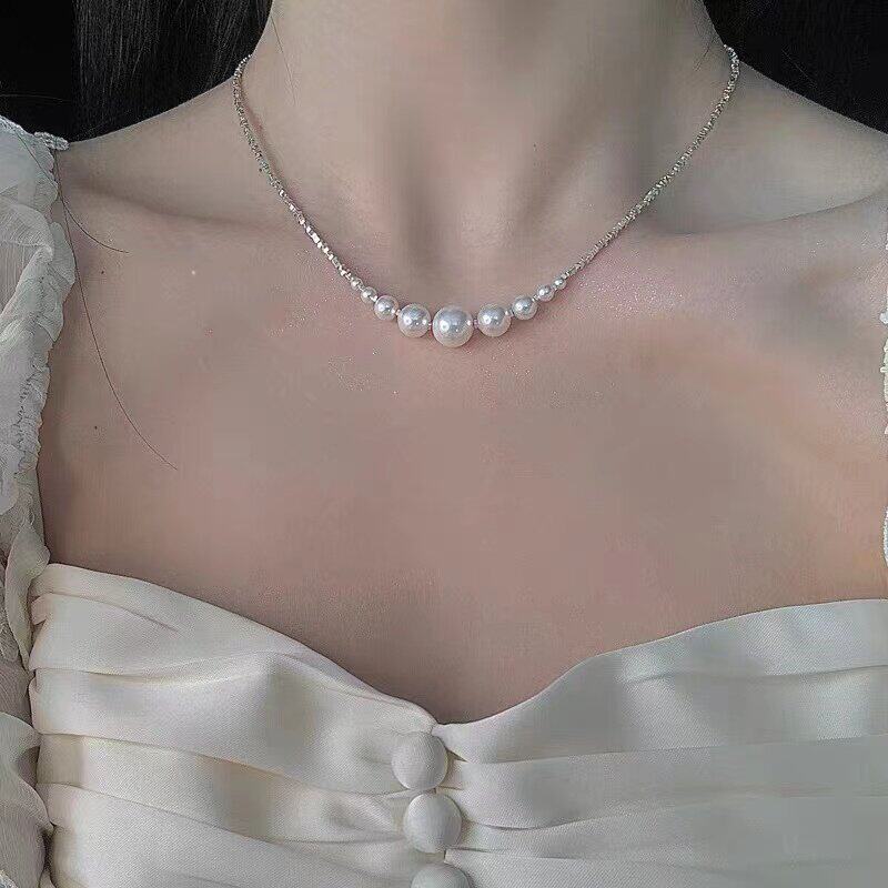 高级感项链碎银子锁骨链独特配裙子珍珠轻奢女款颈链2026新款饰品