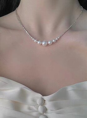 高级感项链碎银子锁骨链独特配裙子珍珠轻奢女款颈链2026新款饰品