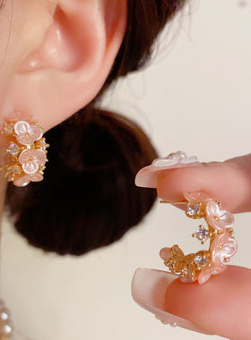 2026度假风海边沙滩超仙亚克力贝壳流苏长款珍珠耳饰耳钉耳环耳坠