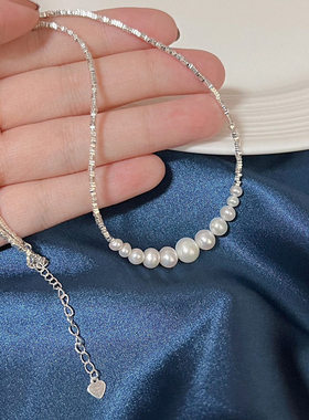 2026新款高级感项链饰品轻奢锁骨链珍珠碎银子配裙子独特女款颈链