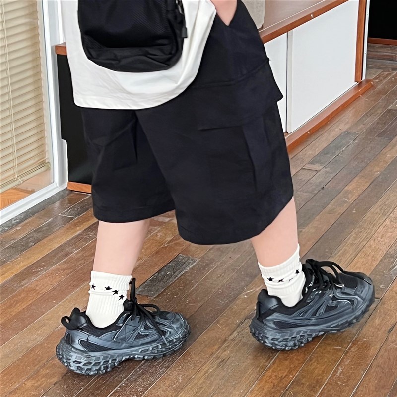 新品活动三天 单件9.5折 多件9折/男童L黑色工装短裤2025新款