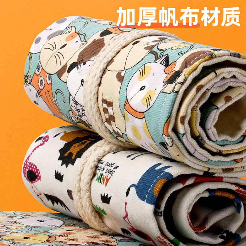 笔帘卷式笔袋帆布大容量女初高中可爱48孔彩铅素描z铅笔美术绘画3