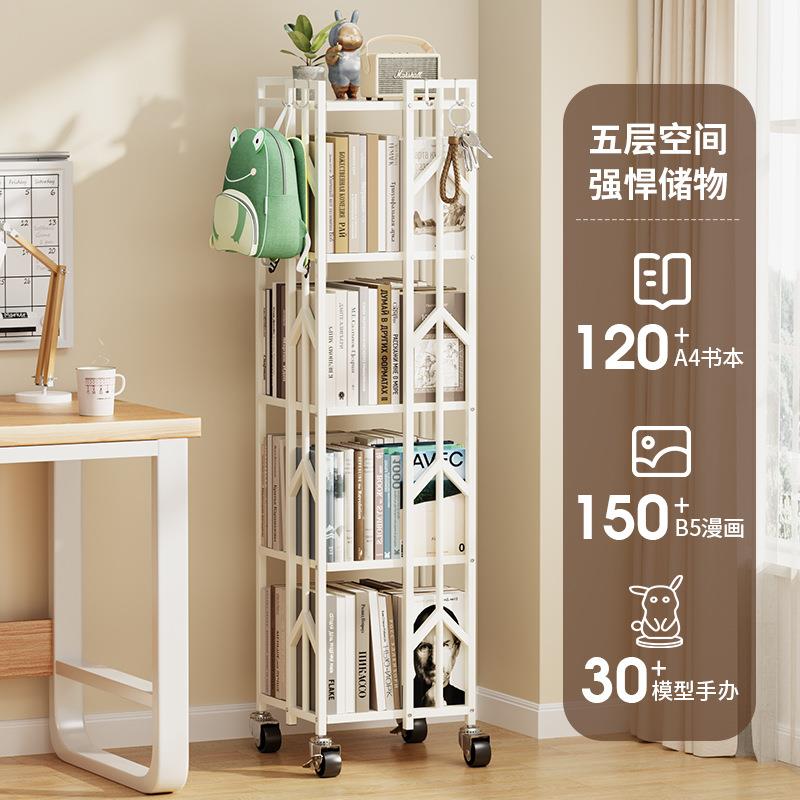 旋转书架落地家用客厅儿童学生收纳置物架多层带轮子旋转架可移动