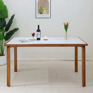 北欧复古实木餐桌家用高级感家居防火板书桌饭桌中古餐桌岩板桌子