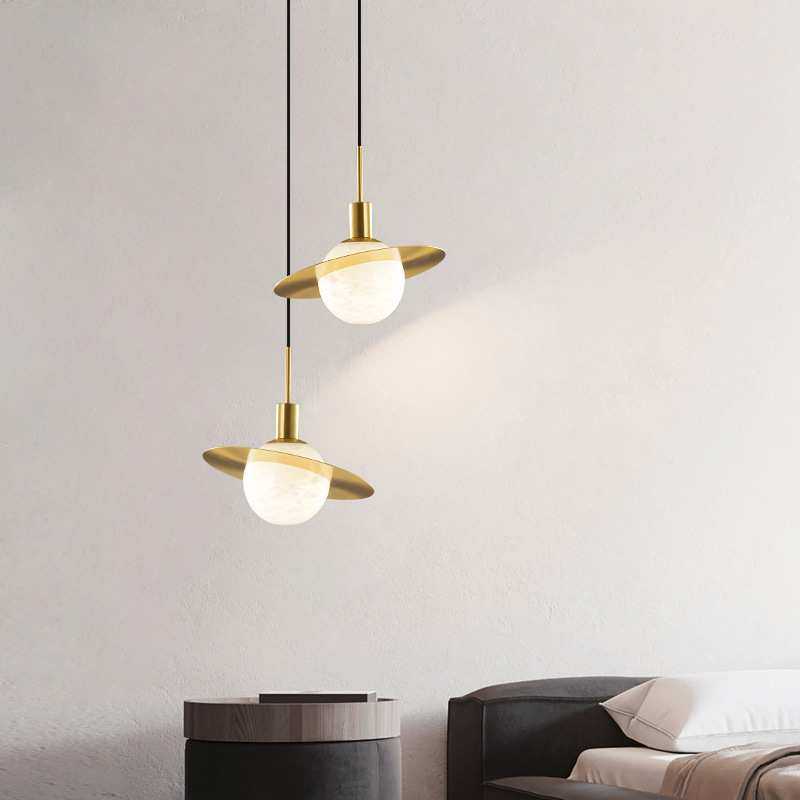 跨境后现代飞碟圆球云石吊灯北欧餐厅卧室床头灯时尚吧台铜灯具,模玩/动漫/周边/娃圈三坑/桌游,模型制作工具/辅料耗材,淘宝优惠券,粉丝福利购,淘宝优惠卷