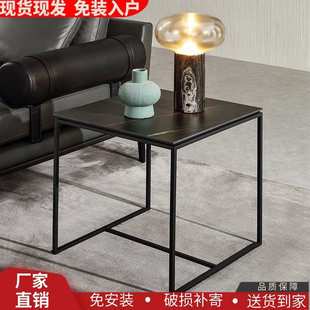 台球馆专用小桌子沙发边几轻奢角几家用岩板大理石现代简约小方桌