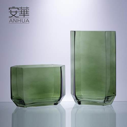 安华 现代简约玻璃花瓶 插花干花花器 装饰品创意摆件 工艺品