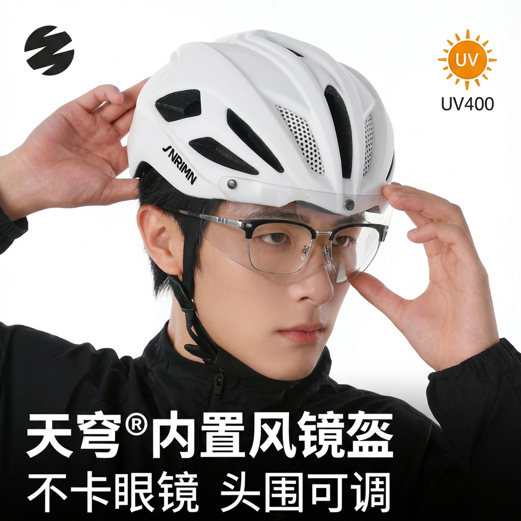 SNRIMN森瑞梦S79变色磁吸风镜骑行头盔公路自行车男女通用安全帽