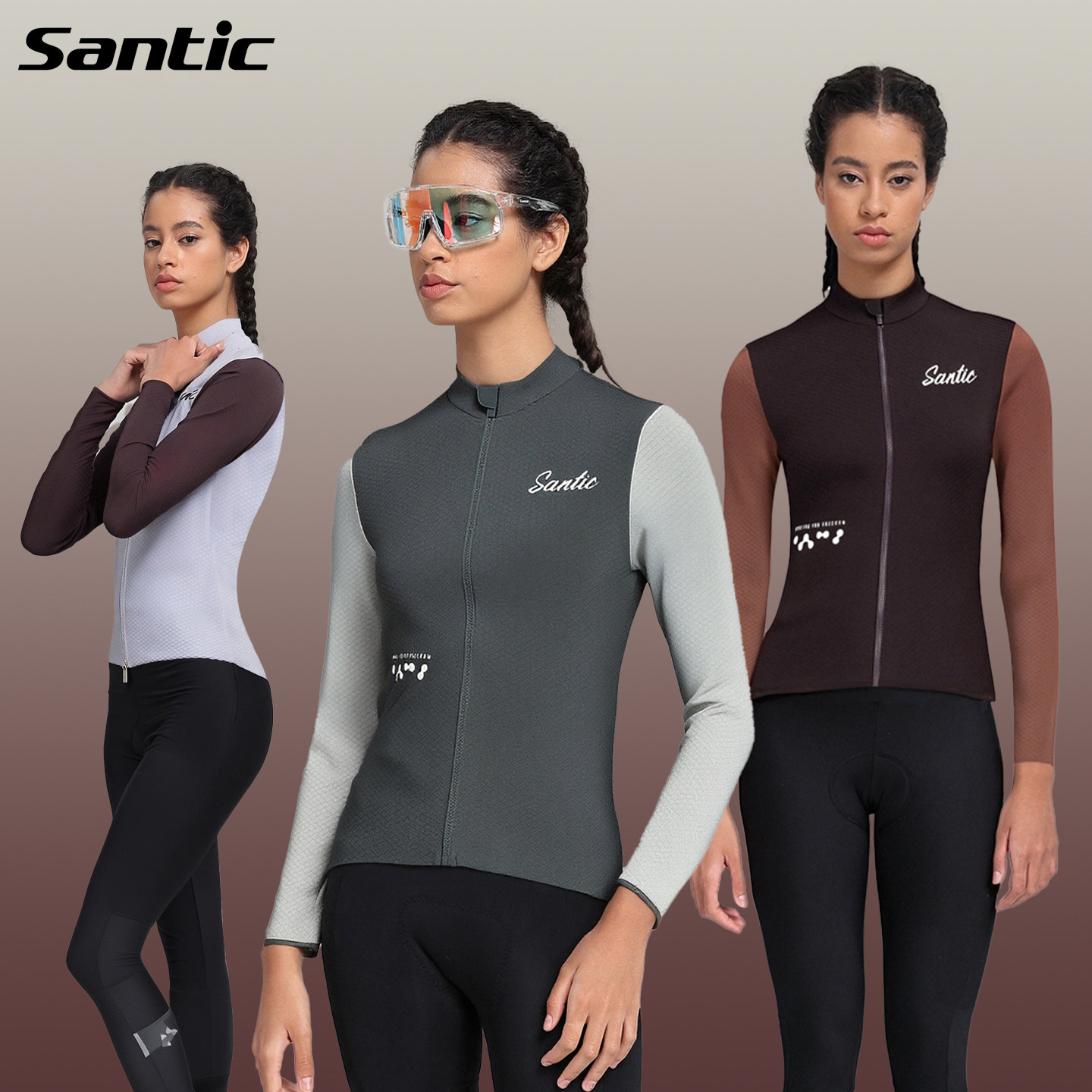 Santic森地客女士秋冬款抓绒长袖骑行服保暖亲肤舒适外套公路车衣