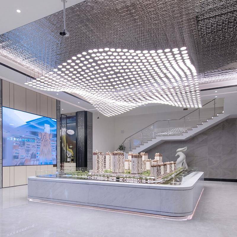 定制大型样品屋展示中心沙盘方块吊灯洽谈区工程装饰灯宴会厅酒店