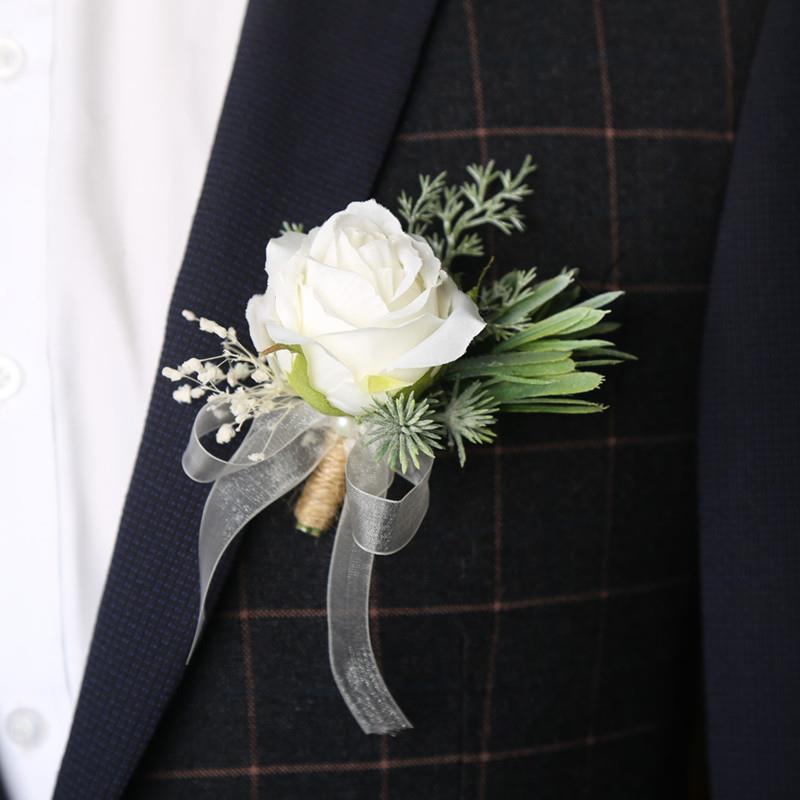 森系新郎胸花结婚礼手腕花新娘伴娘姐妹团商务会议嘉宾贵宾仿真花