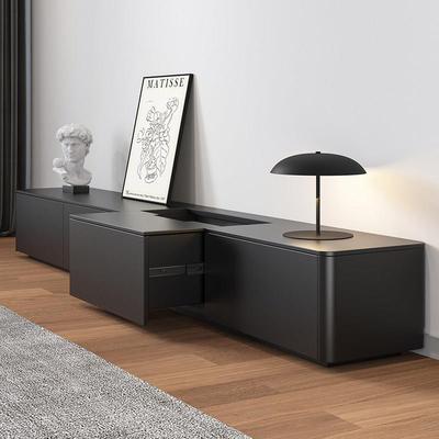 实木电视柜客厅2025新款客厅小户型家用落地黑色烤漆简约电视机柜