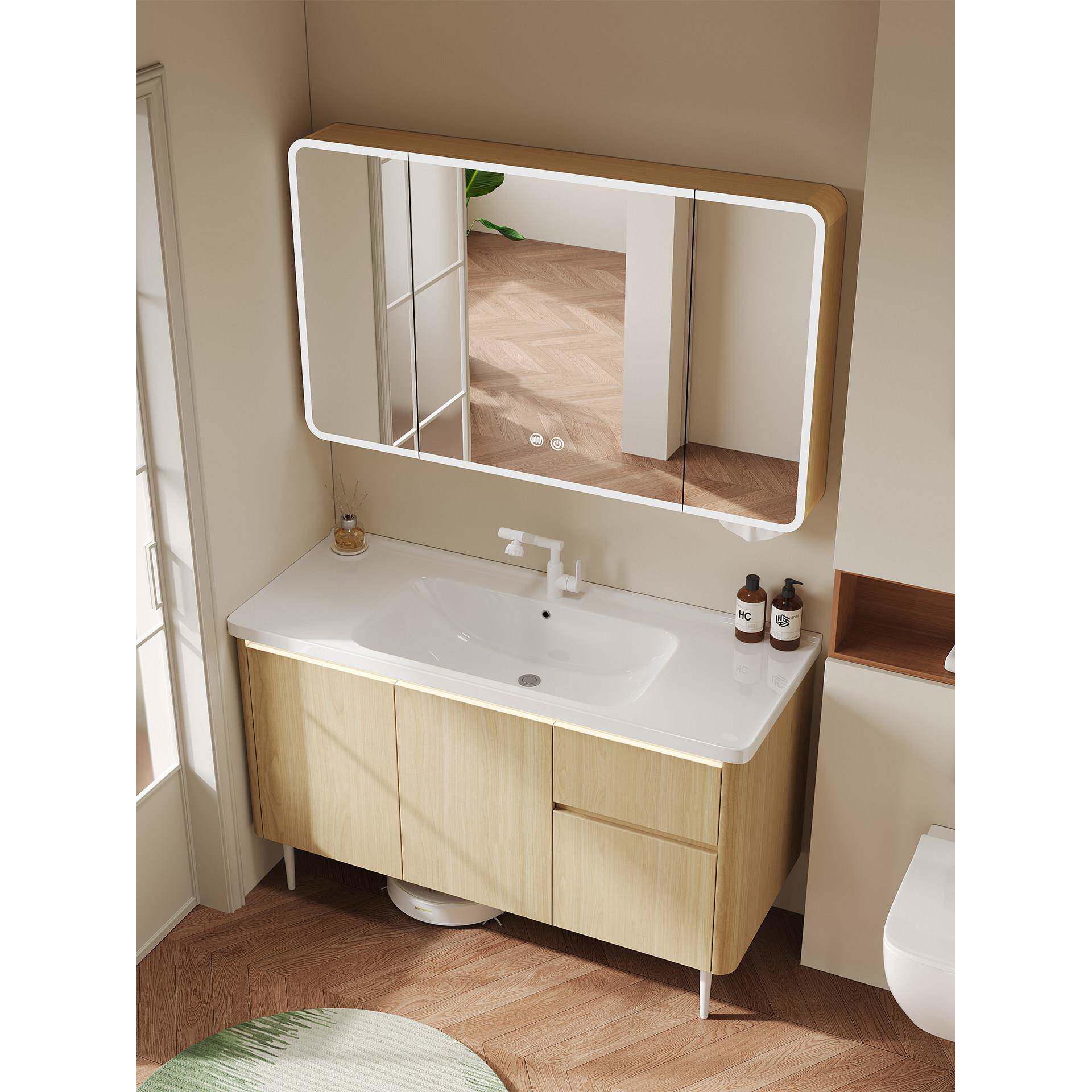 加厚蜂窝铝落地式浴室柜陶瓷一体盆卫生间洗手盆柜组合洗漱台抽屉