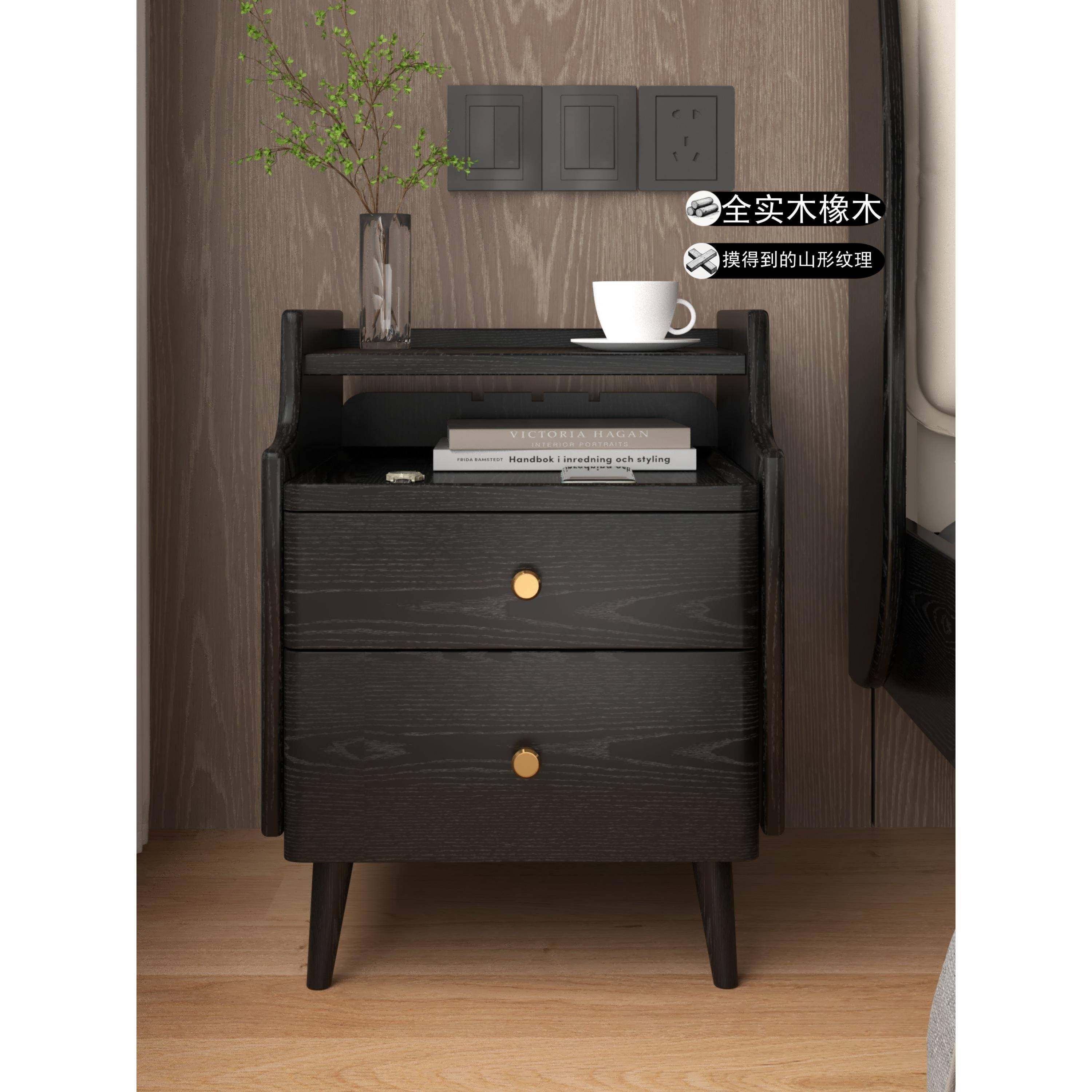 全实木床头柜橡木中世纪风格黑色小咖啡桌简单现代美式法式床头储,住宅家具,床头柜,淘宝优惠券,粉丝福利购,淘宝优惠卷