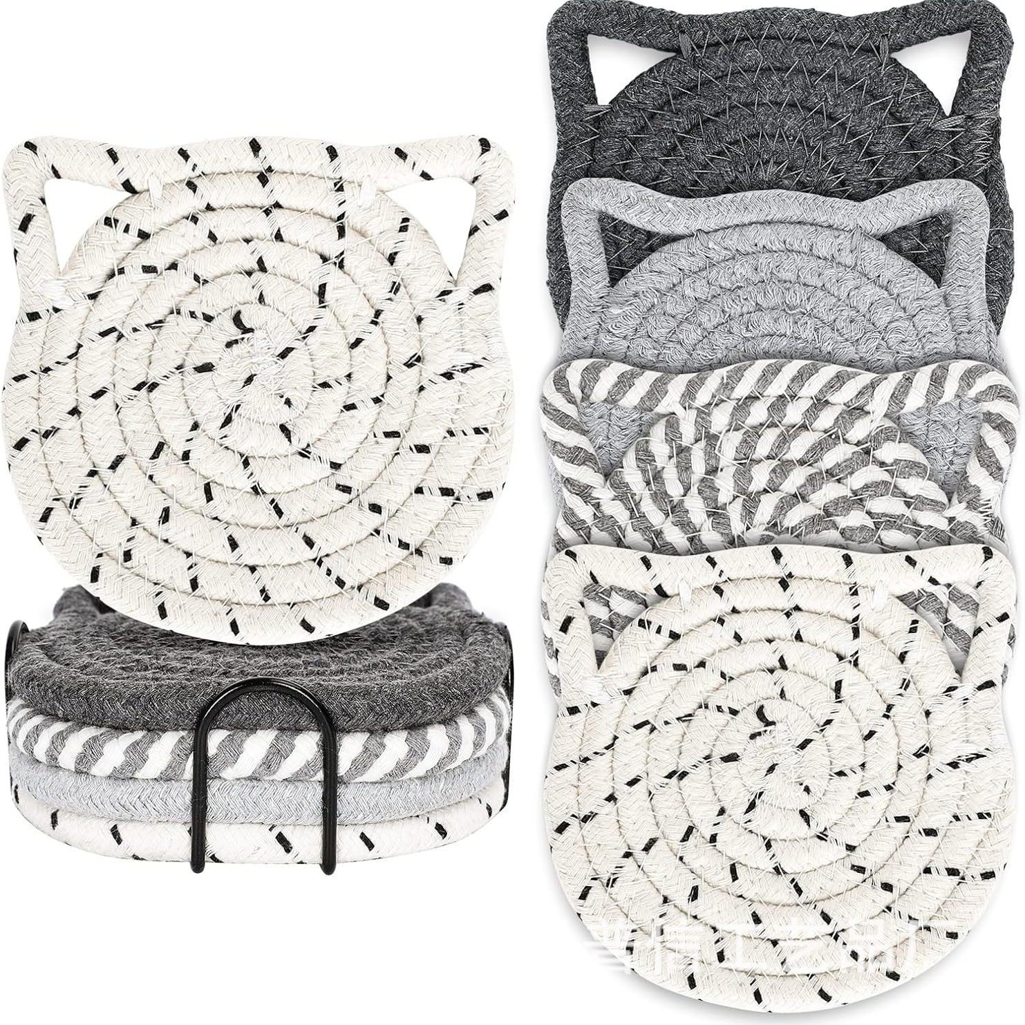 棉绳杯垫猫咪造型杯垫棉绳编织隔热垫餐垫棉线绳防烫垫圆形餐桌垫,居家布艺,餐垫,淘宝优惠券,粉丝福利购,淘宝优惠卷