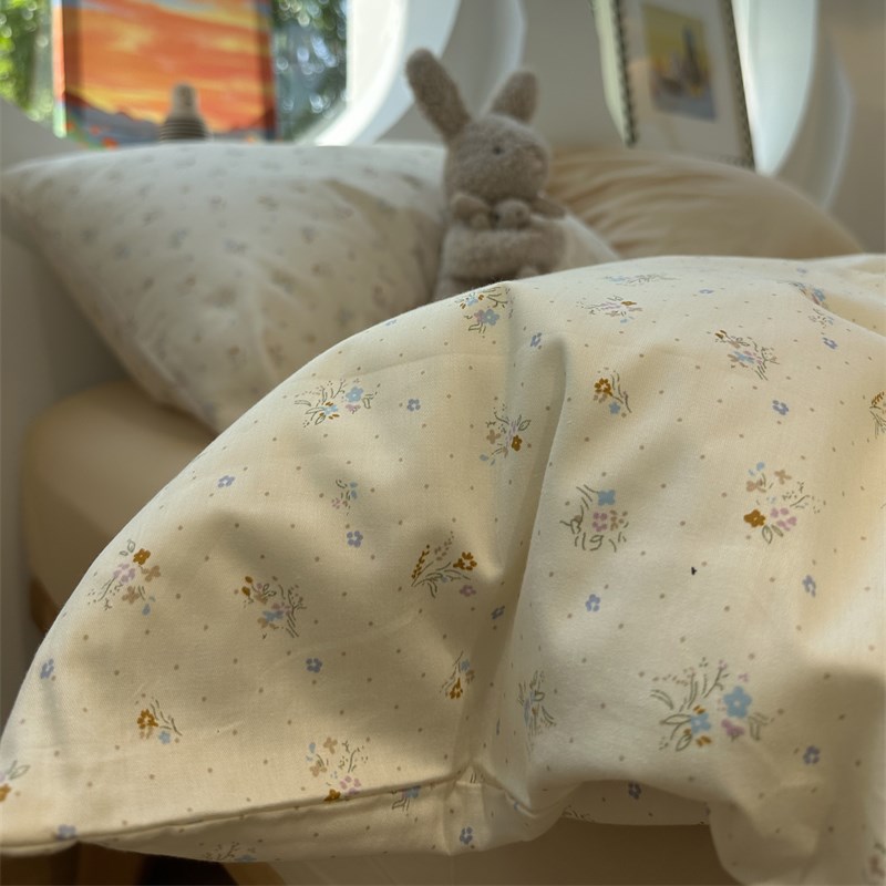 淡雅文艺小碎花纯棉床上四件套1.5m1.8米全棉床单被套学生宿舍三