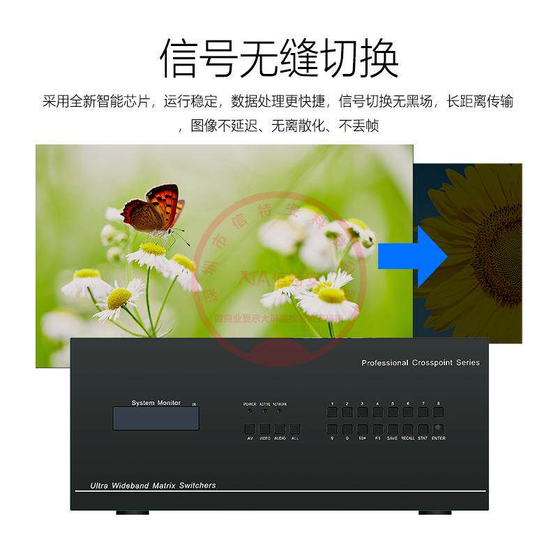4WMOK8进1I6出换电墙大屏视频会议拼接处理器HDM无缝矩阵视切控制