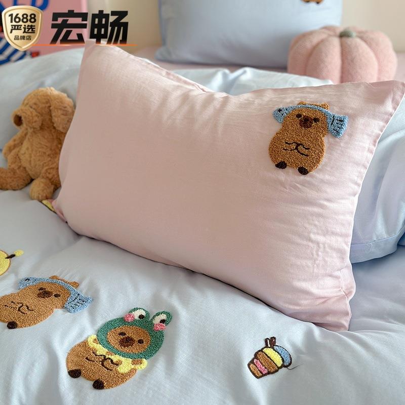 A母婴级可爱童通全卡棉双层纱四件套纯棉毛巾绣儿被TT-0610套三类