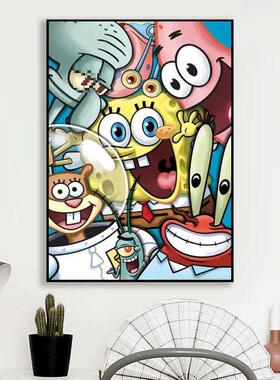 卧室海绵宝宝画贴钻十2字绣卡手工满点5儿童钻HIG石钻205通新款小