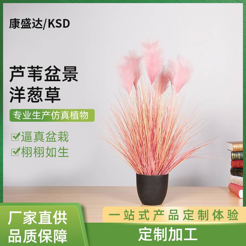 仿真盆栽盆景芦苇洋葱草粉色芦苇洋葱草芦苇仿真花厂家 现货