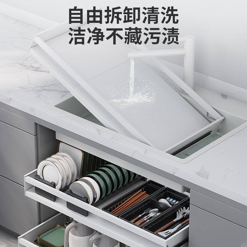 厨房橱柜拉篮抽屉式调味调料架下水槽柜内分层免打孔伸缩置物架子