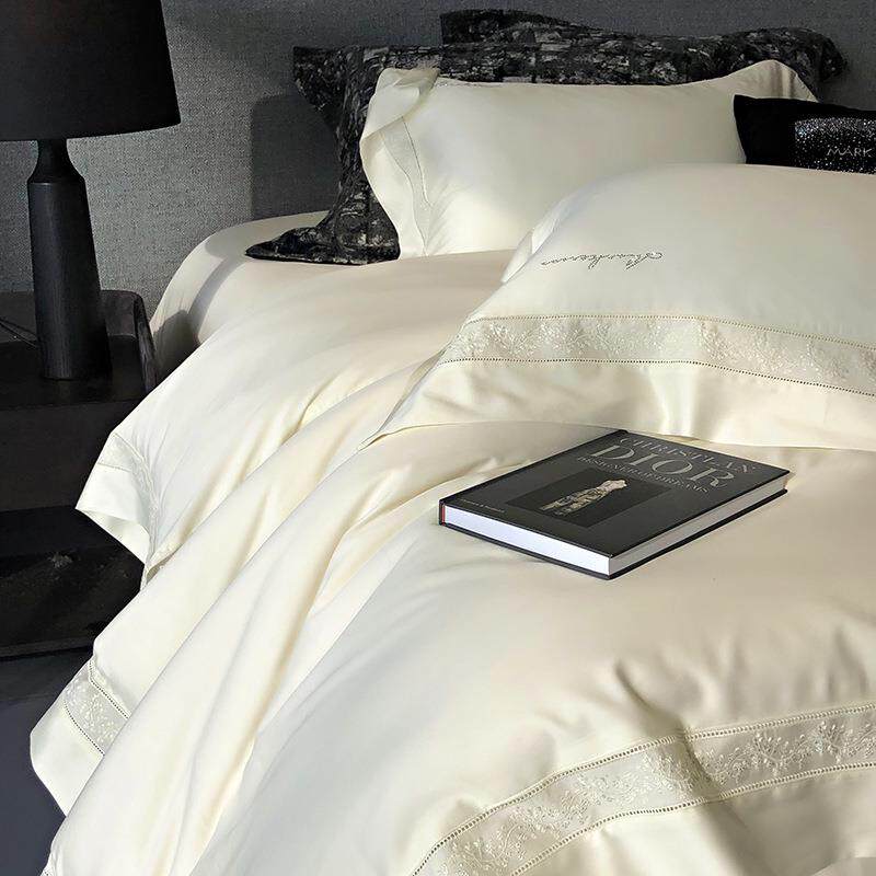 夏100支LF丝天丝四件套镂空花边刺绣春烫丝滑1.砖8床MLC88888奶品