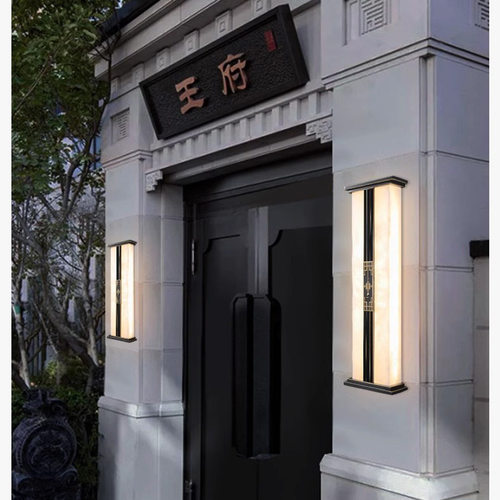 新中式长条云石壁灯庭院灯酒店别墅大门装饰两侧室外大气豪华壁灯