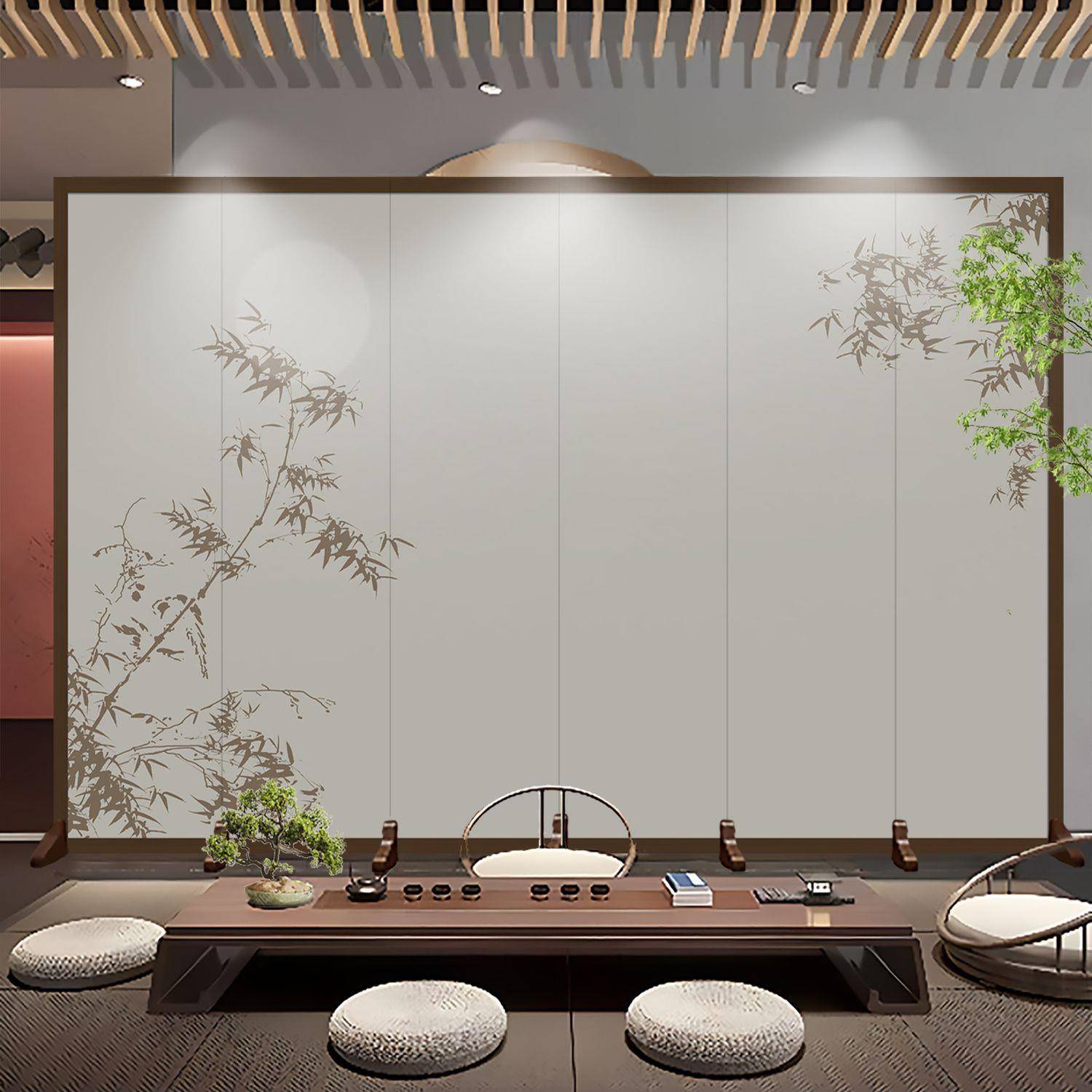 中屏风隔画断客厅玄关遮办公XQQ室酒店山水折叠移动折挡屏式古典