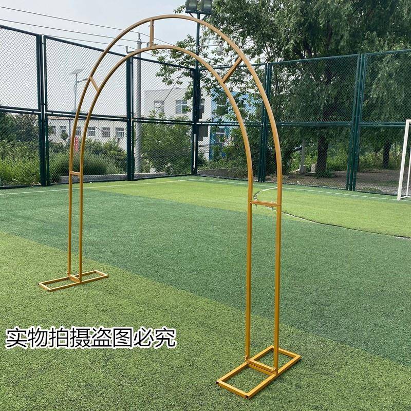 新013款婚道具铁艺弧形双杆拱门户外庆婚礼布场庆景典置绢花架子