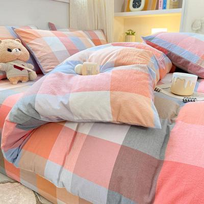 【598人收藏】1OO%纯棉色织水0洗棉四件B2Wp2ycn套单被罩三件床套