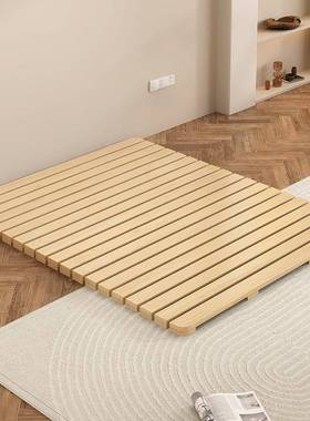 实木地板床加厚硬床板榻榻米潮气透alibaba0排防骨架出租房折叠打