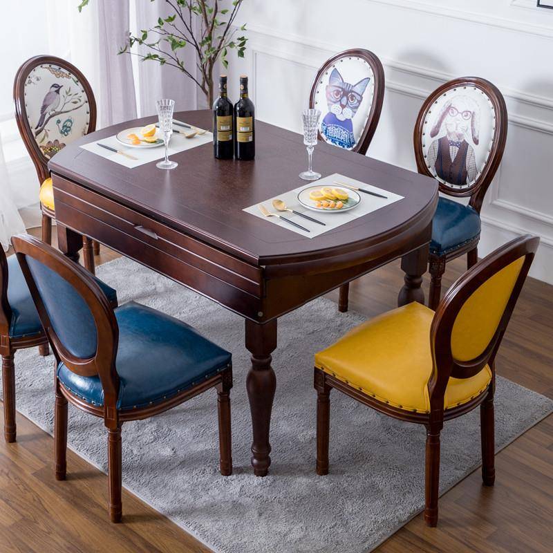 0JF76M9H5H美美式实木餐椅家用复靠古休闲欧式创意做旧带扶手背椅