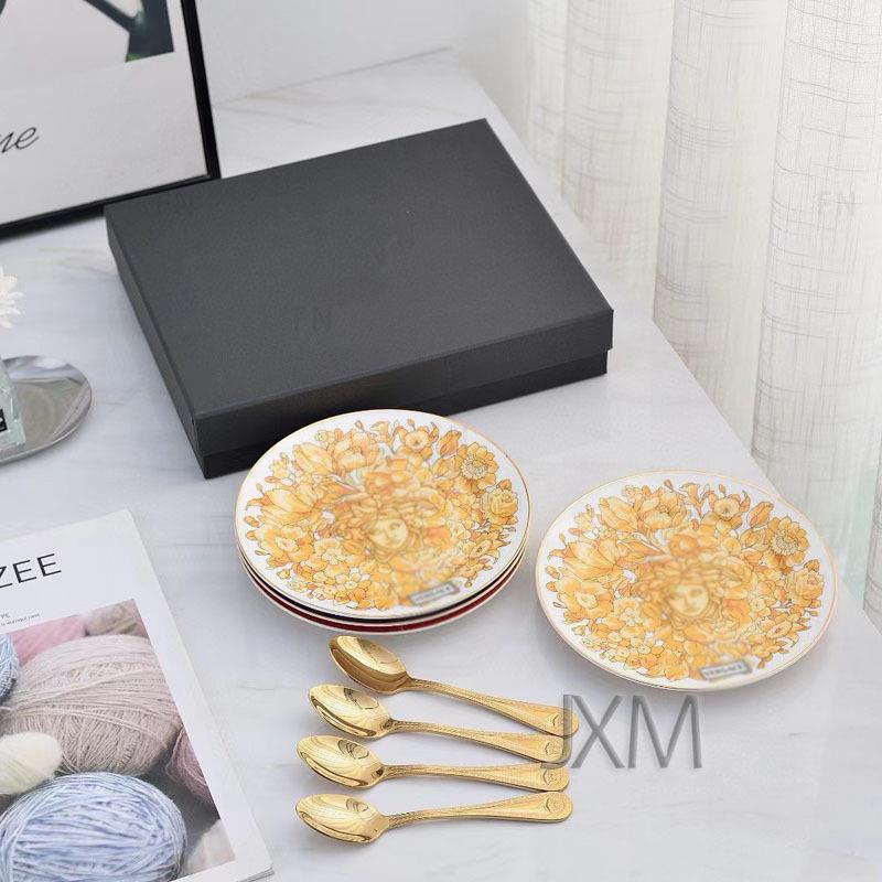 高调豪华小醋碟调味碟料碟酱油碟骨瓷创意小盘子档配4SBI勺个子