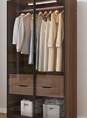 户实木衣柜18561家用卧玻璃门小型现代简约物柜收室纳储柜现代轻