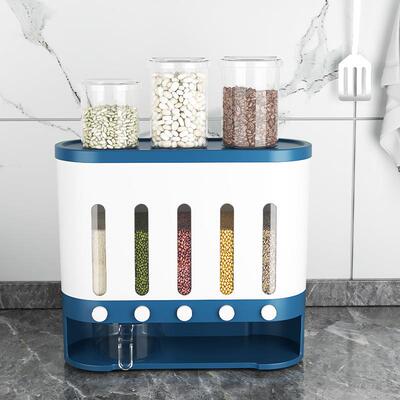 米桶米缸17006收纳厨房家罐壁挂式分格粮密用封罐五谷杂粮分类分