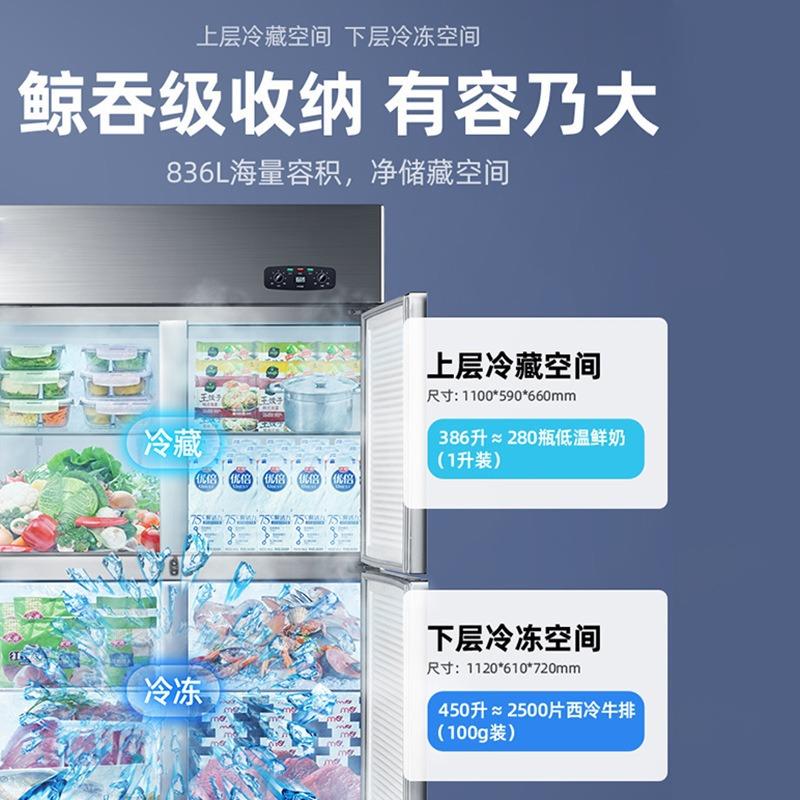立式保鲜四开门冰柜大容量冷柜冷藏冷冻双温厨房四门冰箱商用