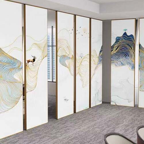 墙酒移动隔断饭店包厢隔音展厅店宴会拉F97JH7TH厅活动屏风办公室