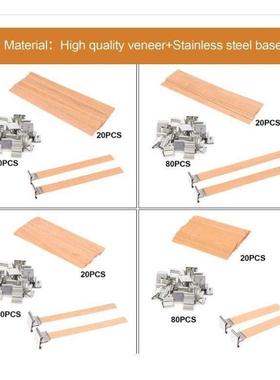 100套KUZ双片木条+灯芯夹子制烛芯带扣木蜡夹芯烛绳蜡含底木座