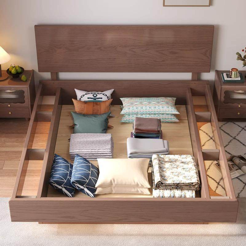 新中纳式木储物收悬浮箱体床实超薄齐边节无品牌/约空间压高箱双