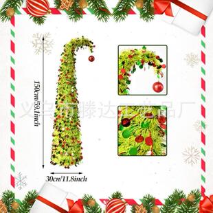 饰置 392折叠圣.诞装 爆款 圣诞节15叠m红绿色圆布片弯头折树可PUT