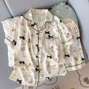 短裤 网红ins卡通睡衣女款 可外穿短袖 夏季 两件套家居服 云朵棉薄款