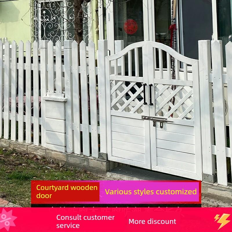 室外花园防腐木门庭院门单开双开木门拱屋室外门栅栏门