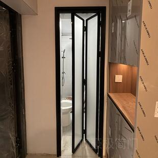 极窄卫生间折叠门厨房PD推拉平开一体门无下轨铝合金玻璃pt门定制